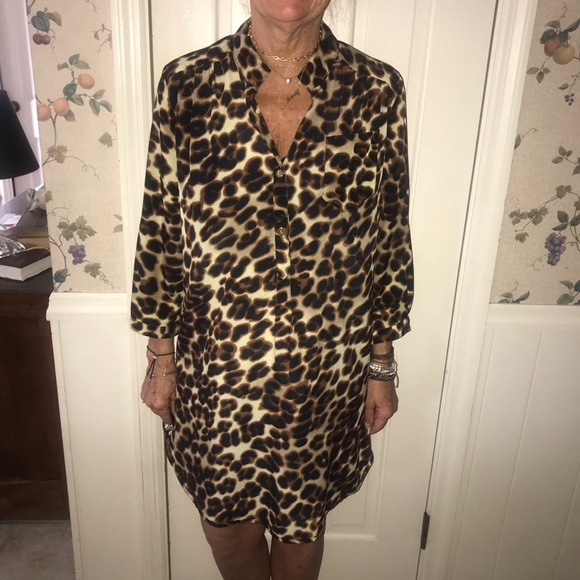 Kate Leopard Print Small Polyester collared dress - Picture 2 of 5
